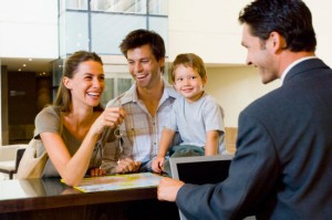 hotel- family checking in